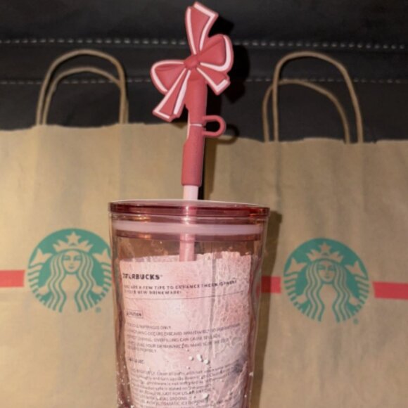 Starbucks Pink Snow Globe Glass Holiday Bow Straw Tumbler 18 oz- NEW  2025 - Picture 5 of 6